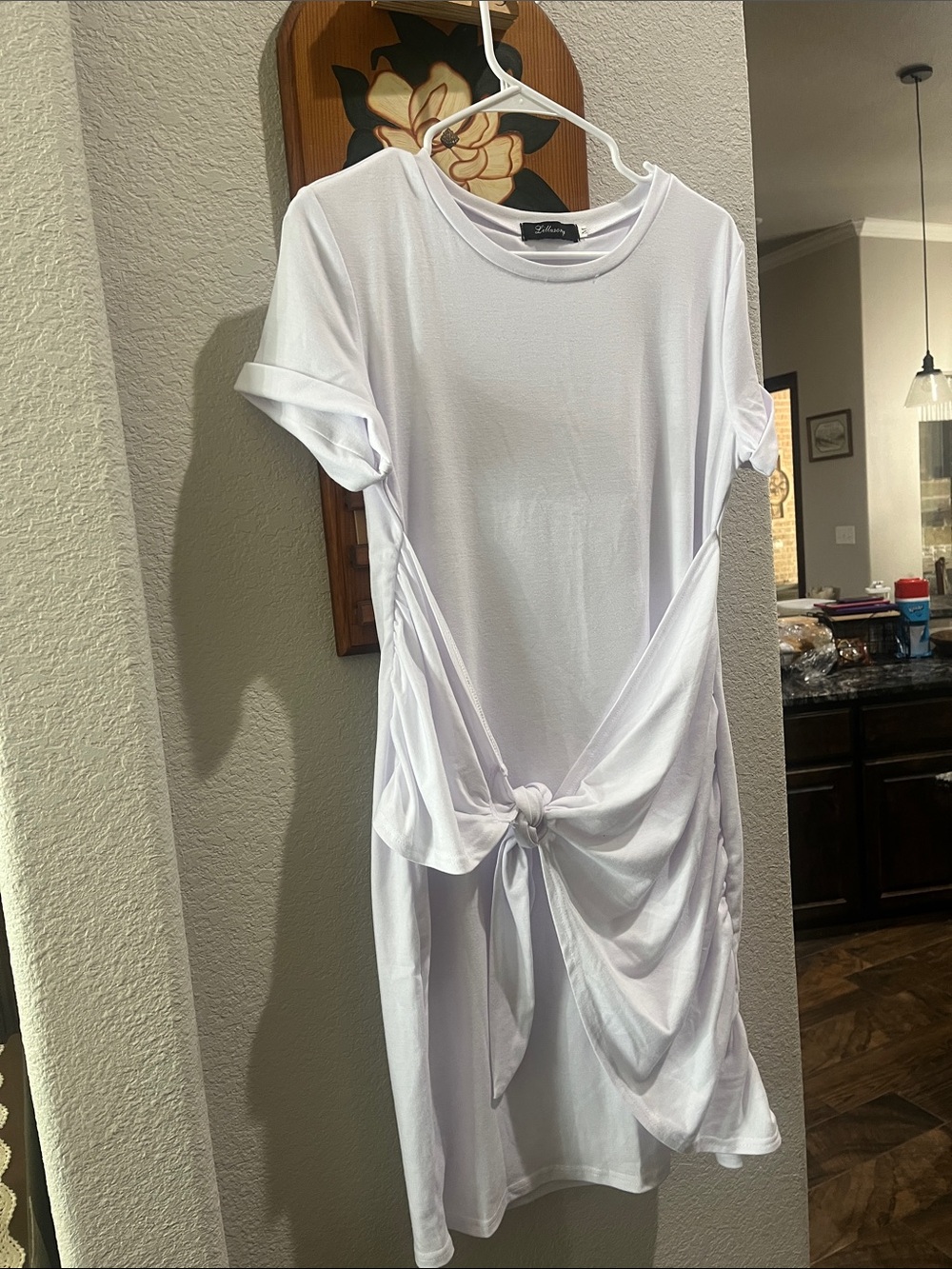 Women's White Knot-Front Midi Dress